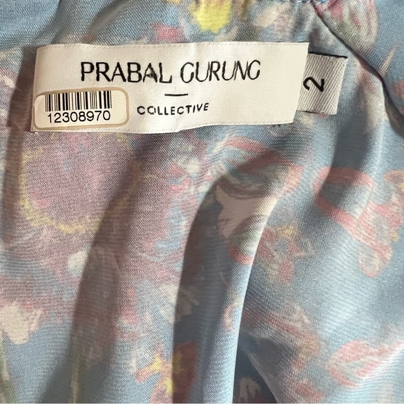 PRABAL GURUNG COLLECTIVE Floral Twist Front Satin Top Size 2 - Picture 6 of 7